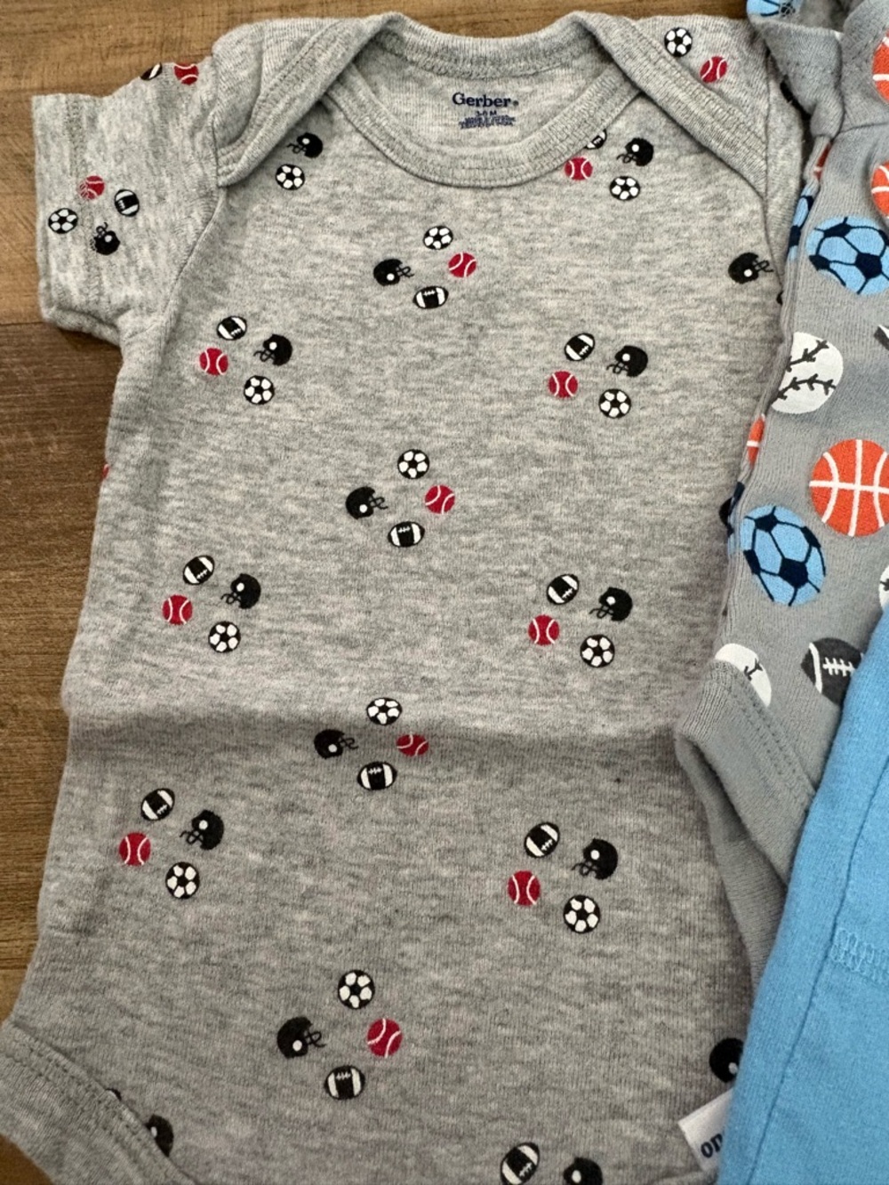 Gerber Gray and Light Blue Baby Matching Set - Sports Print - Picture 3 of 5